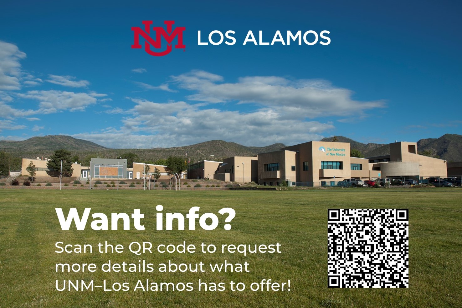Exterior of Los Alamos Campus with mountains in the background