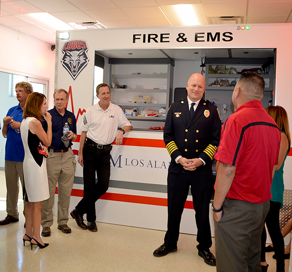 Visitors tour the ambulance simulator